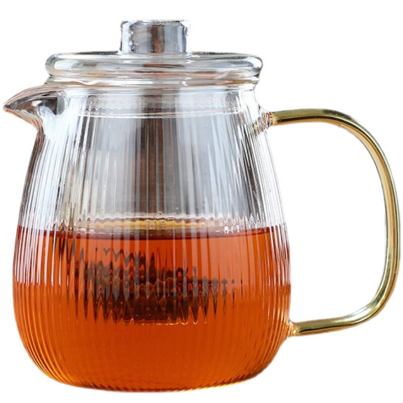 保温底座加热玻璃茶壶竖纹水杯