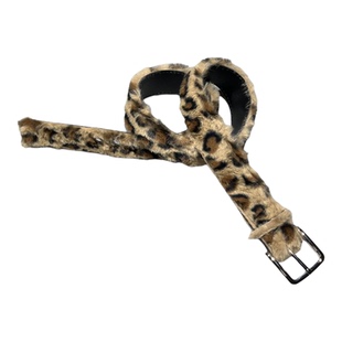 小众设计朋克百搭男女针扣皮带配饰Vintage中古豹纹毛绒腰带