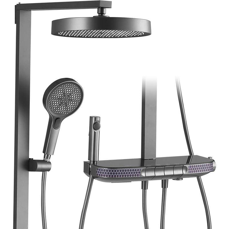 欧琳钢琴键恒温卫浴家用淋浴器淋浴花洒套装大顶喷枪灰色沐浴花洒