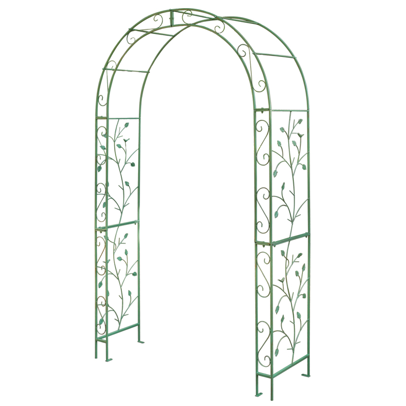 美式做旧庭院铁艺白色拱门花架户外露台花园鲜花月季植物爬藤架