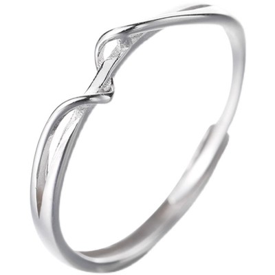 通体S999足银纯银几何缠绕戒指