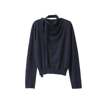 POPCHRIO复古飘带荡领羊毛针织衫