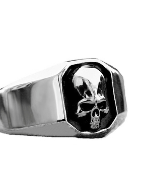 男女钛钢哥特骷髅头几何印章戒指