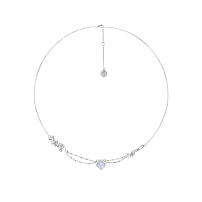 [哈妮克孜同款]OINICIO初印月震系列925银蓝纹玛瑙吊坠拼接项链女