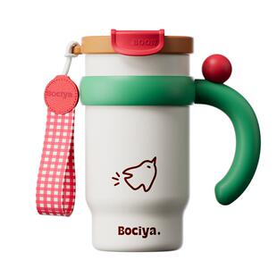bocyo水杯保温杯女办公室桌面冰霸杯新款把手不锈钢可爱吸管杯子