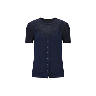 YCH假两件休闲纯色上衣