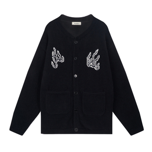 RUSHBON25秋冬仿貂短毛绒软糯慵懒休闲提花针织开衫毛织开衫外套