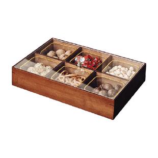 格娜斯干果盒坚果零食收纳客厅家用瓜子双层实木分格水果盘中式