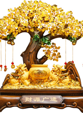 招财前台收银台发财树摆件