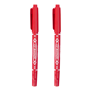 油性记号笔大头笔小双头马克笔美术专用描边笔小学生不可擦快干防水勾线笔粗细两头红色不褪色画线笔速干油笔