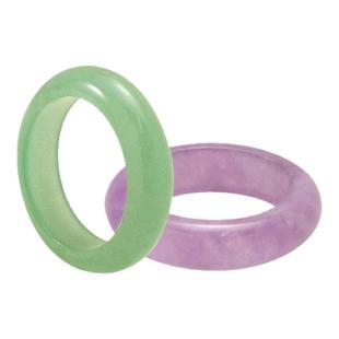 莓拉「紫气东来」素圈戒指新中式绿东陵玉紫水晶极简跑环指环男女