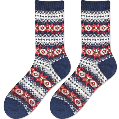 秋冬季潮彩色民族风毛线保暖靴袜