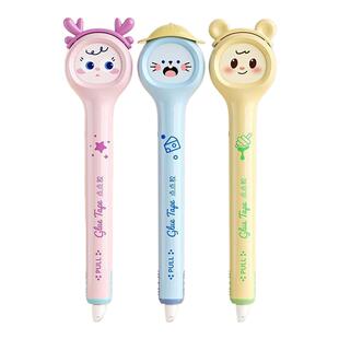 长立卡通笔形点点胶笔手帐专用大容量快干笔型点点胶少女心速干笔式点点胶点胶笔儿童手工贴纸做手账的双面胶