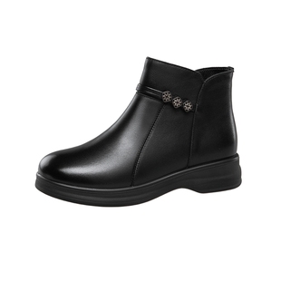 康奈女鞋2025冬季新款中老年棉鞋妈妈鞋短靴保暖加绒舒适软底女靴