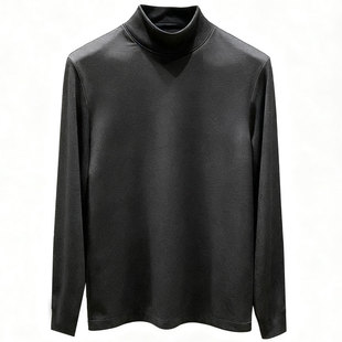 加绒加厚半高领打底衫男深灰色双面德绒保暖J内搭发热长袖T恤澳绒