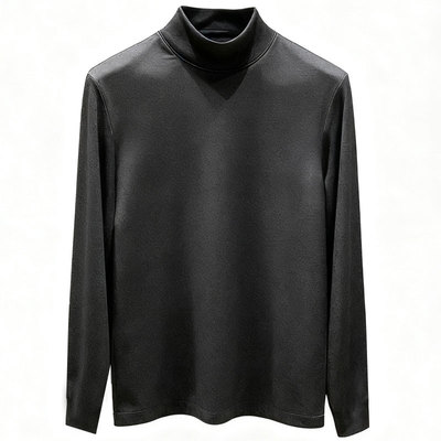 加绒加厚半高领打底衫男深灰色双面德绒保暖J内搭发热长袖T恤澳绒