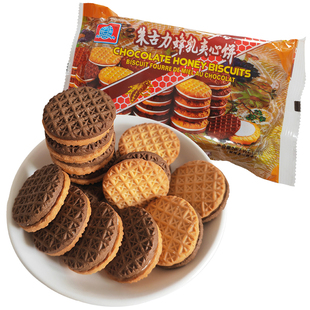 华声朱古力蜂乳夹心饼干187g蜂蜜饼干朱古力夹心饼80后怀旧零食