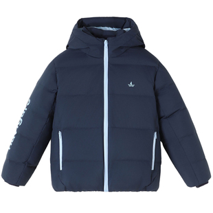 Navigare意大利小帆船儿童橙色羽绒服2025冬中长款男童加厚外套