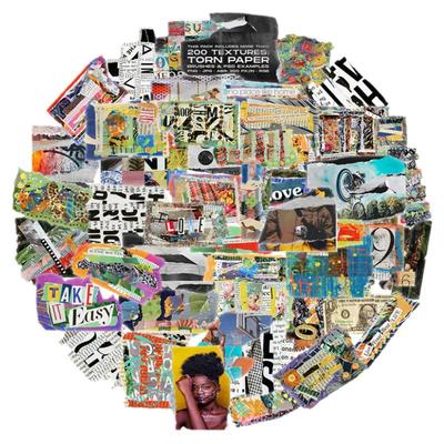 50张复古碎片报纸装饰涂鸦贴纸