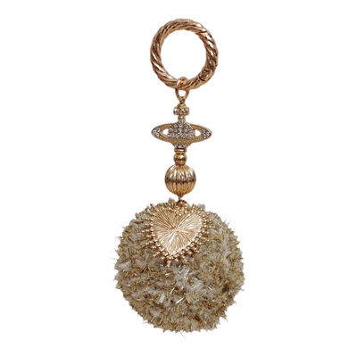 金色土星大包毛球挂件