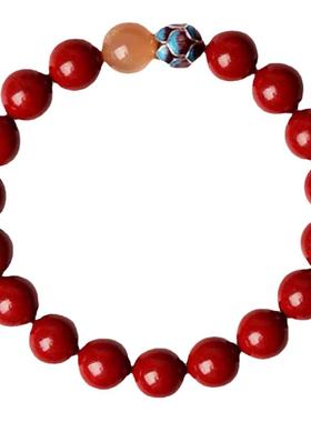 天然原矿朱砂手串静心莲女