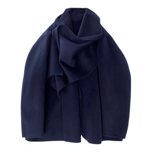 【系列】斗篷披肩大衣女羊绒羊毛双面呢短外套宽松围巾领百搭ARYP