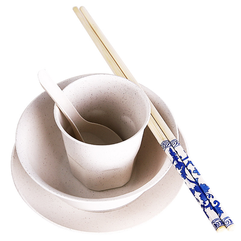 稻壳一次性餐具套装四件套装加厚