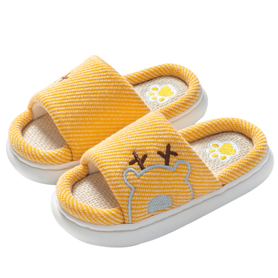 悦咖可爱卡通四季儿童亚麻拖鞋