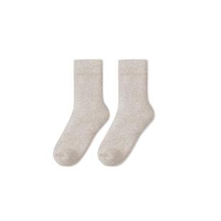 小野和子袜子女款纯色无骨中筒袜秋冬季加厚保暖透气棉袜中长筒袜