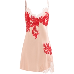 商场同款MYBODY吊带睡裙女性感纯欲蕾丝刺绣高级感缎面睡衣家居裙