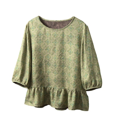 丝艺100%桑蚕丝香云纱花萝绞罗真丝七分袖上衣女新中式提花小衫夏