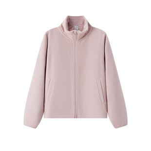 [商场同款]森马外套女摇粒绒宽松2025新款冬季立领夹克上衣纯色潮