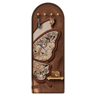 中古风蝴蝶洞洞板穿衣镜隐藏式全身镜隐形暗藏推拉镜子玄关装饰画