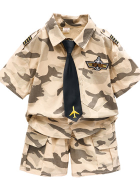 儿童迷彩服套装夏季男童中国机长服女童军训特种兵军装六一演出服