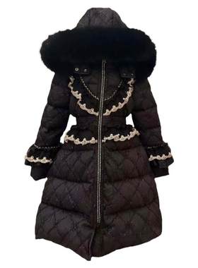 韩国女童羽绒服冬季2025新款洋气公主真大毛领小香风外套长款加厚