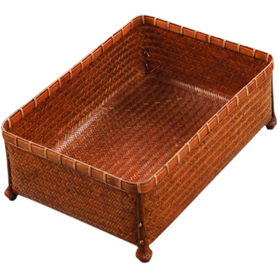 日式手工家用整理盒大漆储物竹编