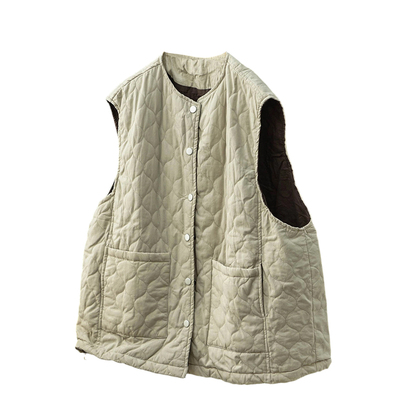 菱格压线夹棉薄棉马夹外套女冬季