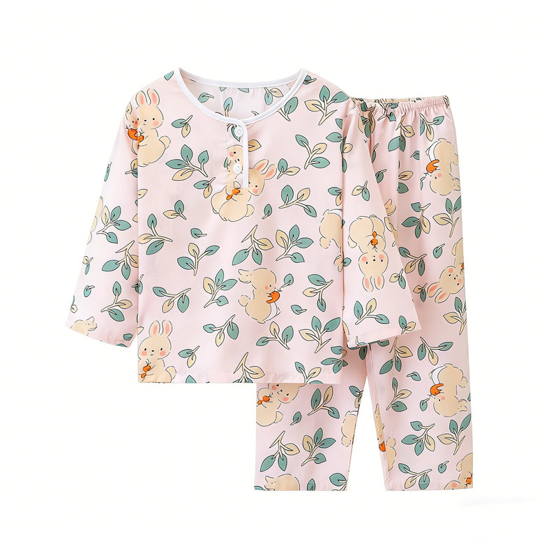 夏季儿童棉绸睡衣套装空调服夏天