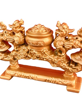 中式黄铜貔貅聚宝盆招财摆件