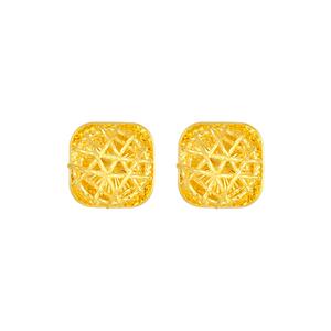 周大生黄金耳饰时尚精致足金耳钉5G闪耀小方糖直针送女友节日礼物