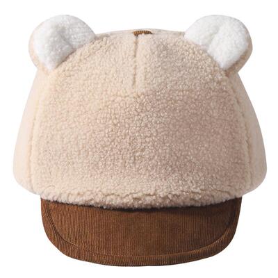 婴儿帽子毛绒鸭舌帽宝宝秋冬款