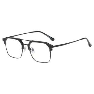 近视眼镜男痞帅气双梁半框可配度数防蓝光抗辐射护目平光镜框女潮