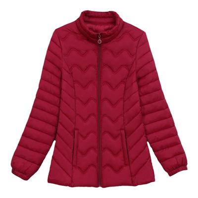 女士长袖纯色轻薄通勤风羽绒棉服