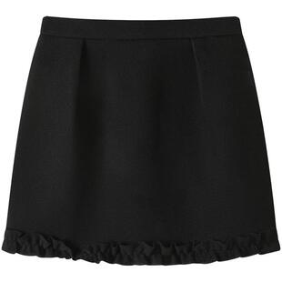 慕兔法式气质毛呢短裙女2025冬季新款小个子木耳边高腰a字半身裙