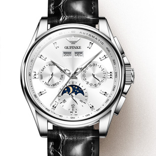 瑞士欧品客品牌正品月相多功能手表男士机械表全自动潮流男款3189