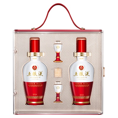 【官方自营】五粮液1618又顺又发白酒礼盒浓香52度500mL*2瓶