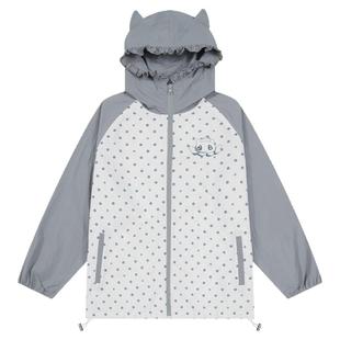 nely小尼力插肩波点连帽防晒冲锋衣薄款女款休闲短款风衣夹克外套