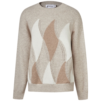 皮皮狗圆领宽松无染色羊绒衫