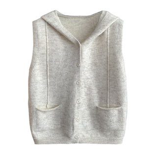 高级软糯连帽开衫针织马甲女士2026秋冬新款宽松叠穿无袖毛衣背心