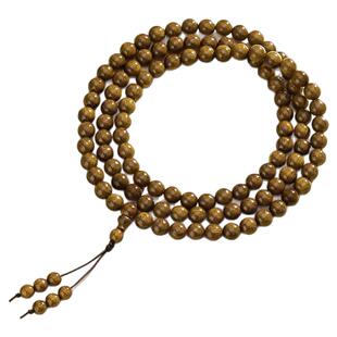 金丝楠木手串男士天然小叶桢楠老料文玩手串108颗念珠普陀山手链